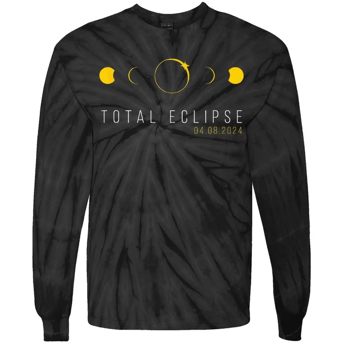 American Totality Solar Lunar Eclipse April 8 2024 Tie-Dye Long Sleeve Shirt