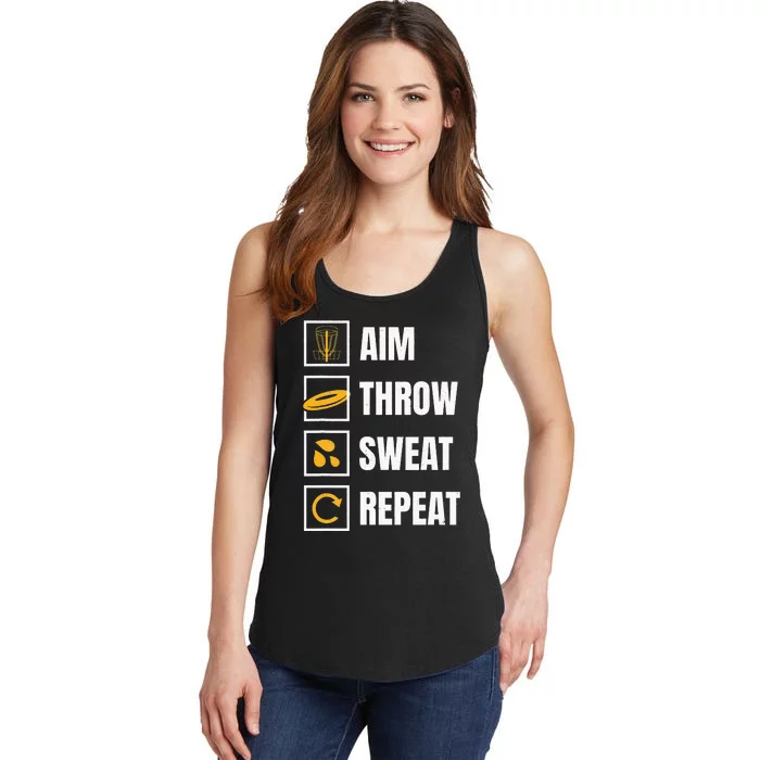 Aim Throw Swear Repeat Disc Golfing Frisbee Golfer Disc Golf Ladies Essential Tank