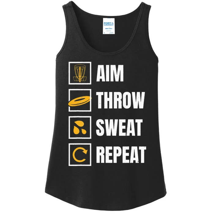 Aim Throw Swear Repeat Disc Golfing Frisbee Golfer Disc Golf Ladies Essential Tank