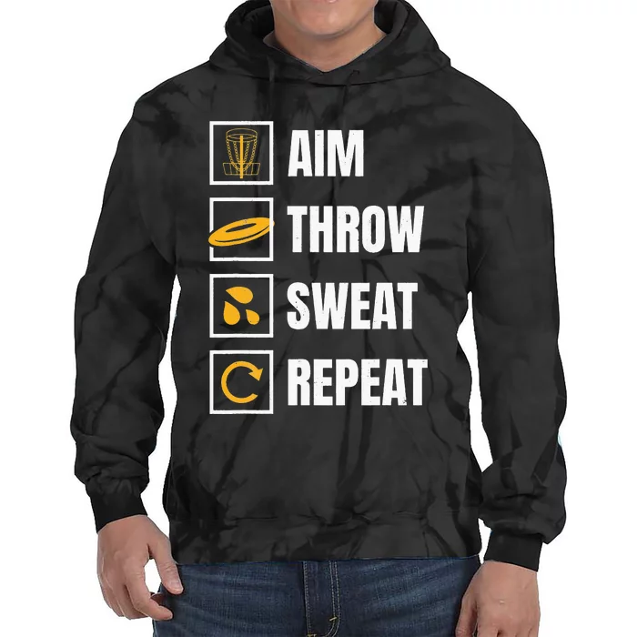 Aim Throw Swear Repeat Disc Golfing Frisbee Golfer Disc Golf Tie Dye Hoodie