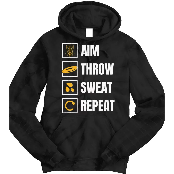 Aim Throw Swear Repeat Disc Golfing Frisbee Golfer Disc Golf Tie Dye Hoodie