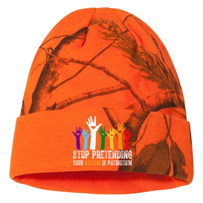 Anti Trump Stop Pretending Your Racism Is Patriotism Kati - 12in Camo Beanie