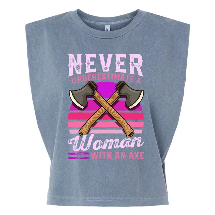 Axe Throwing Thrower Logger Lumberjack Garment-Dyed Women's Muscle Tee