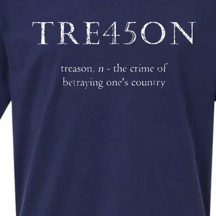 Antitrump Treason Tre45on Distressed Impeach Sueded Cloud Jersey T-Shirt