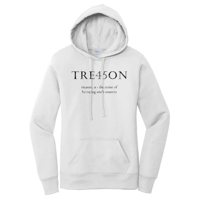 Antitrump Treason Tre45on Distressed Impeach Women's Pullover Hoodie