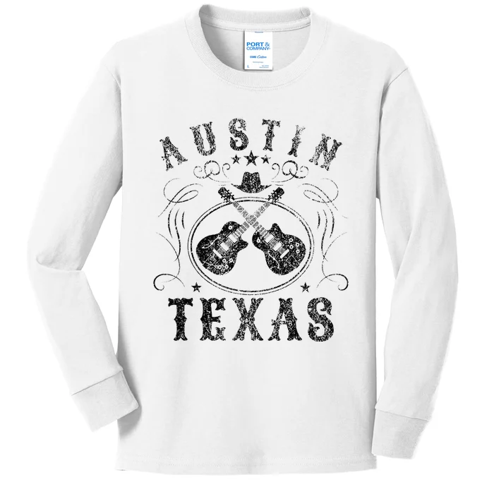 Austin Texas Travel Vintage Kids Long Sleeve Shirt