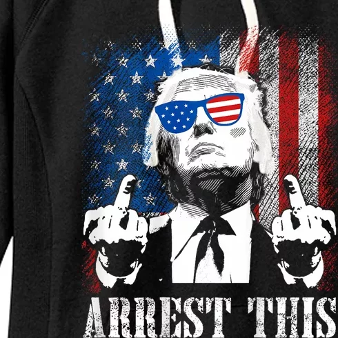 Arrest This Trump 2024 Us American Flag Women's Fleece Hoodie