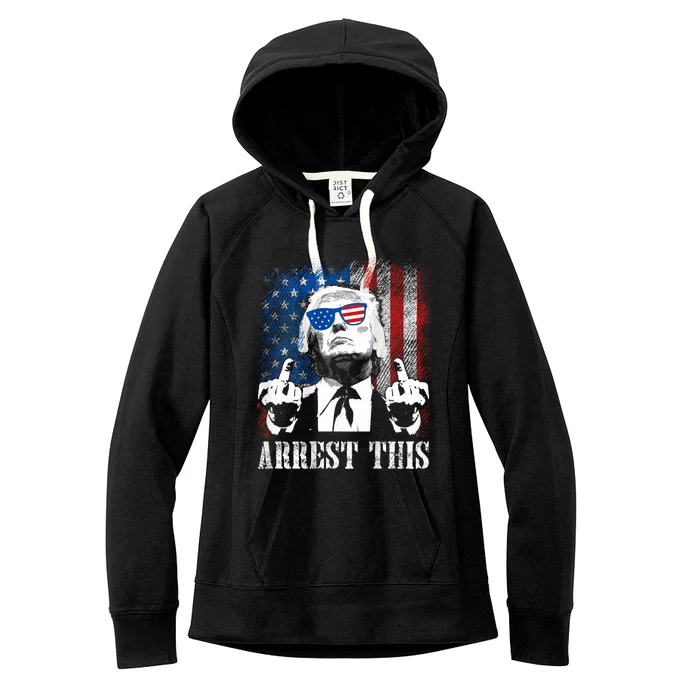 Arrest This Trump 2024 Us American Flag Women's Fleece Hoodie