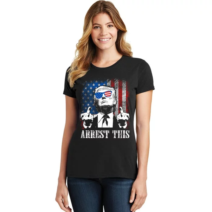 Arrest This Trump 2024 Us American Flag Women's T-Shirt