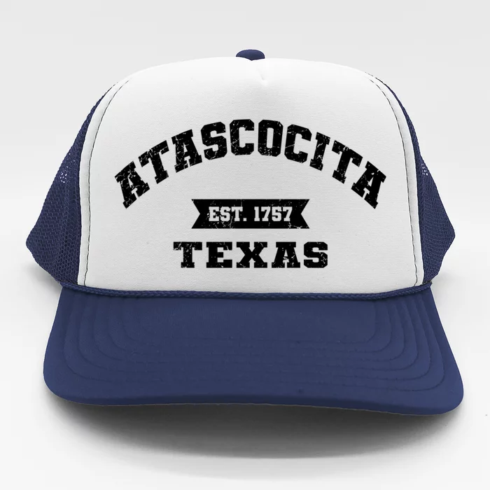 Atascocita Texas Tx Vintage Athletic Sports Established Trucker Hat