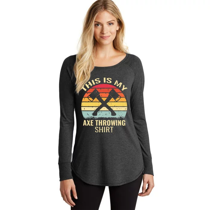 Axe Throwing Throw Retro Axe Throwing Hatchet Women's Perfect Tri Tunic Long Sleeve Shirt