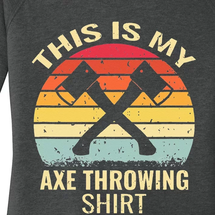 Axe Throwing Throw Retro Axe Throwing Hatchet Women's Perfect Tri Tunic Long Sleeve Shirt