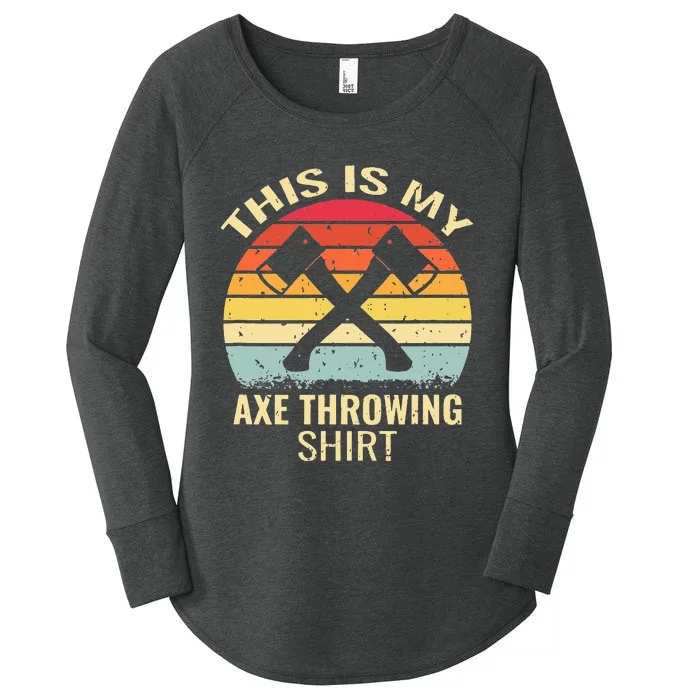 Axe Throwing Throw Retro Axe Throwing Hatchet Women's Perfect Tri Tunic Long Sleeve Shirt