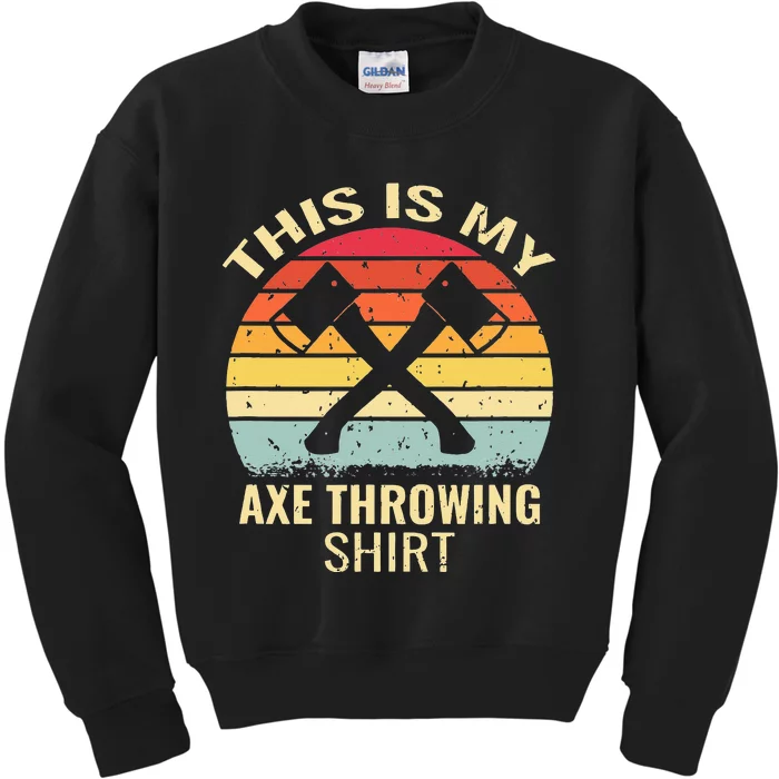 Axe Throwing Throw Retro Axe Throwing Hatchet Kids Sweatshirt