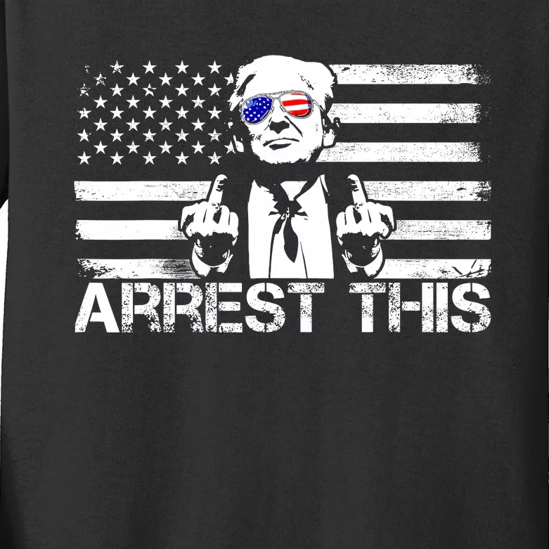 Arrest This Trump Fingers Pro Trump 2024 Trump Arrest This Kids Long Sleeve Shirt