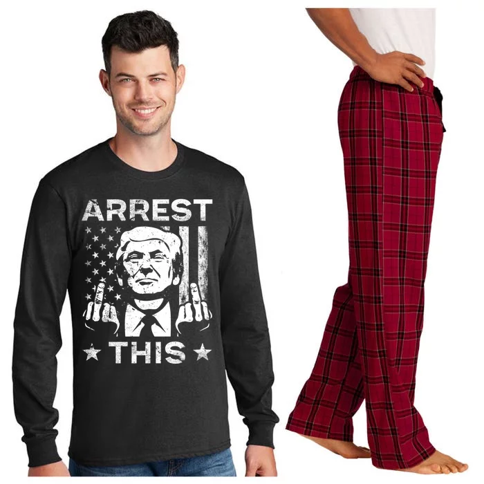 Arrest This Trump Fingers Pro Trump 2024 Trump Arrest This Long Sleeve Pajama Set