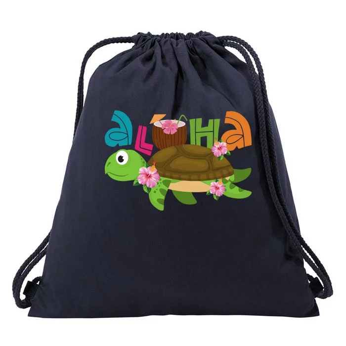 Aloha Tropical Turtle Vacation Drawstring Bag