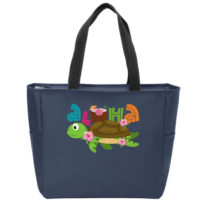 Aloha Tropical Turtle Vacation Zip Tote Bag