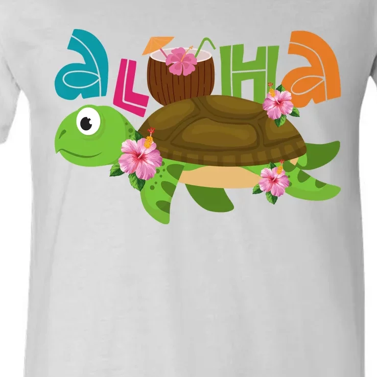 Aloha Tropical Turtle Vacation V-Neck T-Shirt