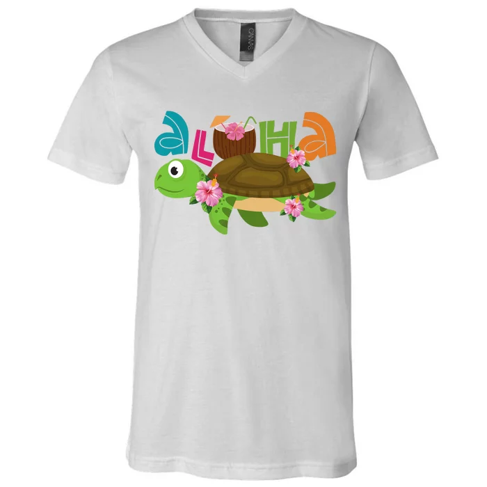 Aloha Tropical Turtle Vacation V-Neck T-Shirt