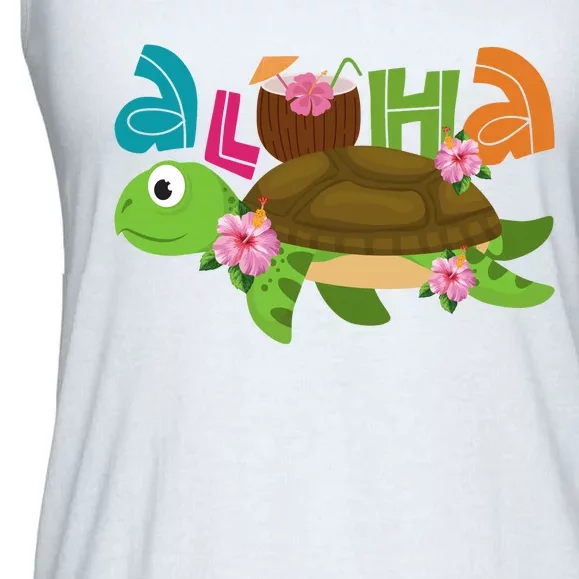 Aloha Tropical Turtle Vacation Ladies Essential Flowy Tank