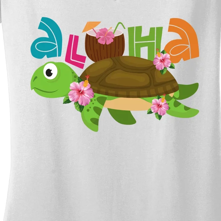 Aloha Tropical Turtle Vacation Women's V-Neck T-Shirt