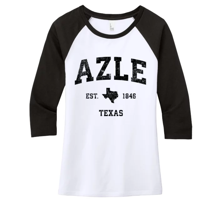 Azle Texas Tx Vintage Athletic Sports Women's Tri-Blend 3/4-Sleeve Raglan Shirt