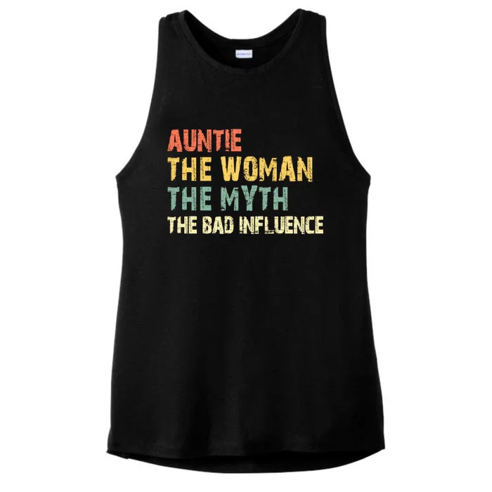 Auntie The The Myth The Bad Influence Funny Vintage Gift Ladies Tri-Blend Wicking Tank