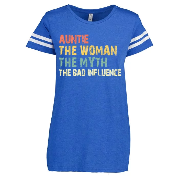 Auntie The The Myth The Bad Influence Funny Vintage Gift Enza Ladies Jersey Football T-Shirt