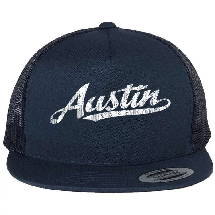 Austin Texas Tx Cute Gift Vintage Sports Script Retro Gift Tee Flat Bill Trucker Hat