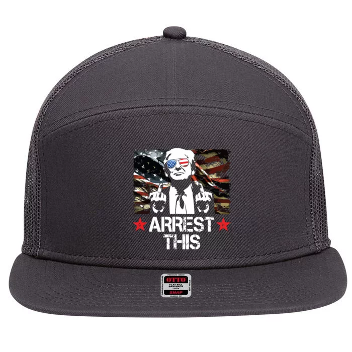 Arrest This Trump Fingers Pro Trump 2024 7 Panel Mesh Trucker Snapback Hat