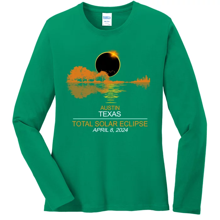 Austin Texas Total Eclipse 2024 Ladies Long Sleeve Shirt