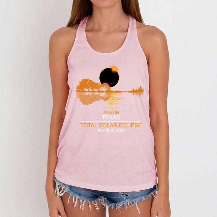 Austin Texas Total Eclipse 2024 Women's Knotted Racerback Tank