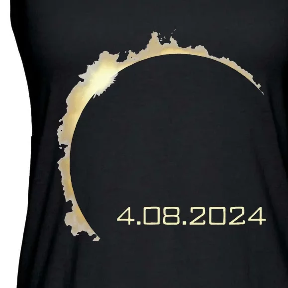 America Totality Total Solar Eclipse Spring April 8 2024 Ladies Essential Flowy Tank