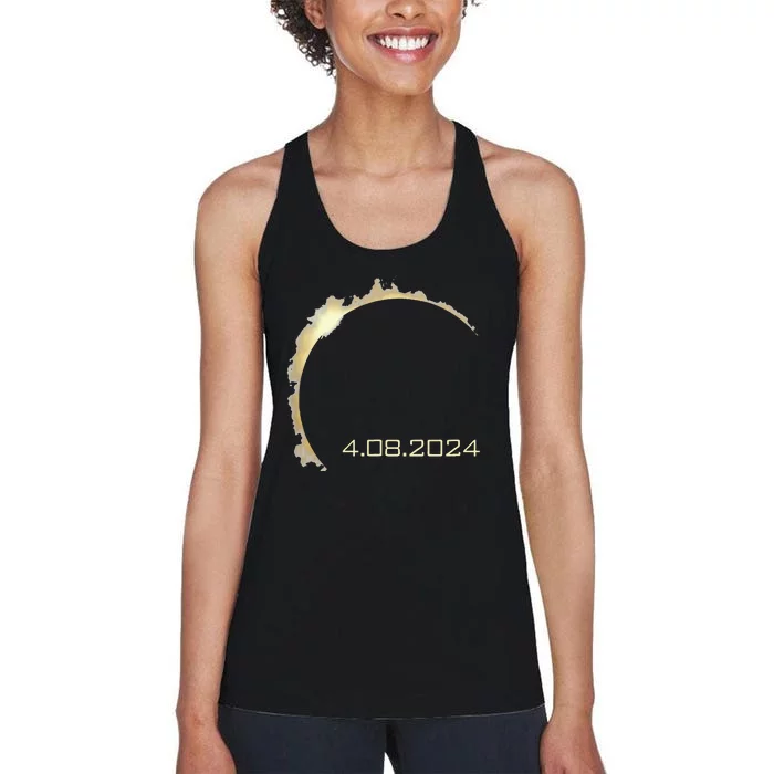 America Totality Total Solar Eclipse Spring April 8 2024 Women's Racerback Tank