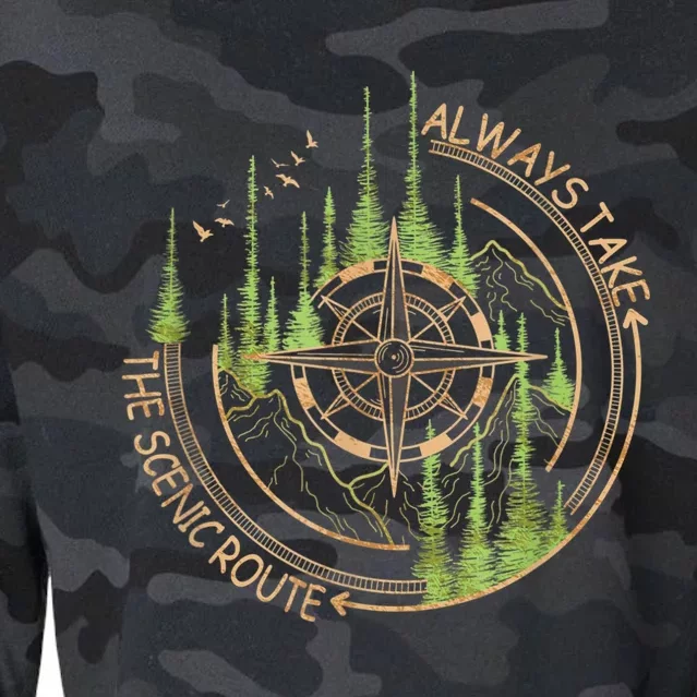 Always Take The Scenic Route Camping Travel Adventure Cropped Pullover Crew