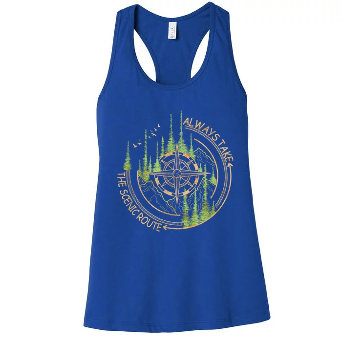 Always Take The Scenic Route Camping Travel Adventure Women's Racerback Tank