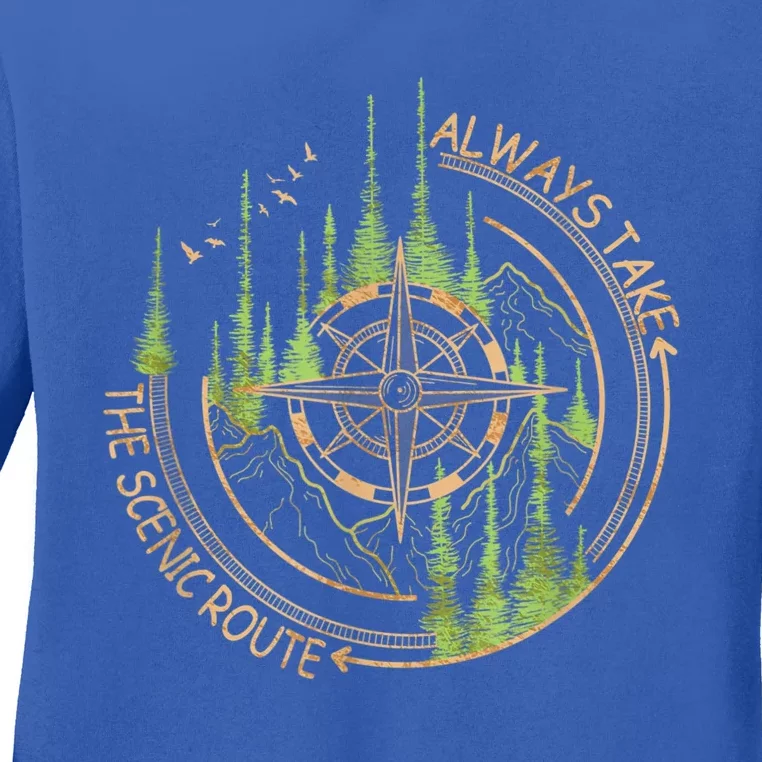 Always Take The Scenic Route Camping Travel Adventure Ladies Long Sleeve Shirt