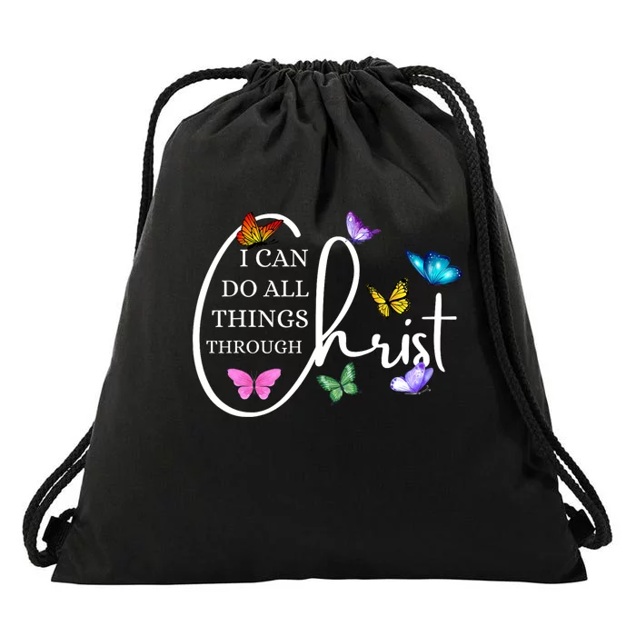 All Things Through Christ Faith Based Christian Drawstring Bag