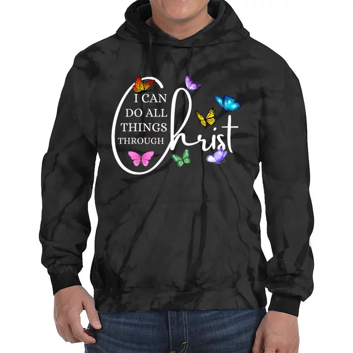 All Things Through Christ Faith Based Christian Tie Dye Hoodie