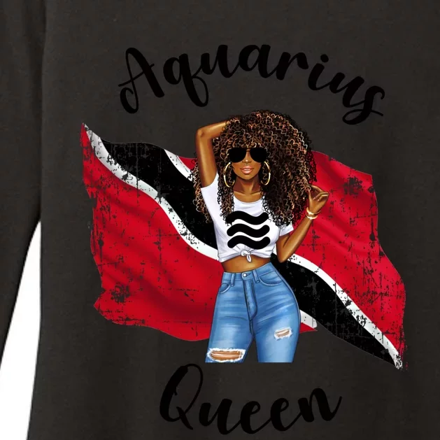 Afro Trinidad Tobago Aquarius Queen African Patriotic Flag Gift Womens CVC Long Sleeve Shirt