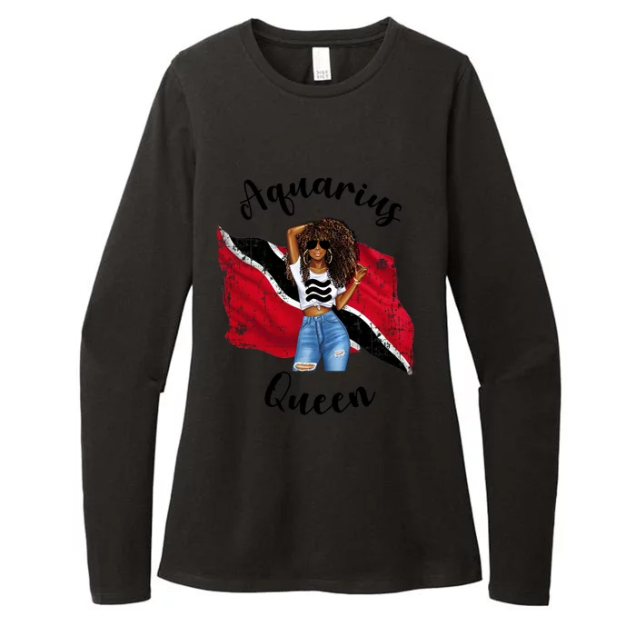 Afro Trinidad Tobago Aquarius Queen African Patriotic Flag Gift Womens CVC Long Sleeve Shirt