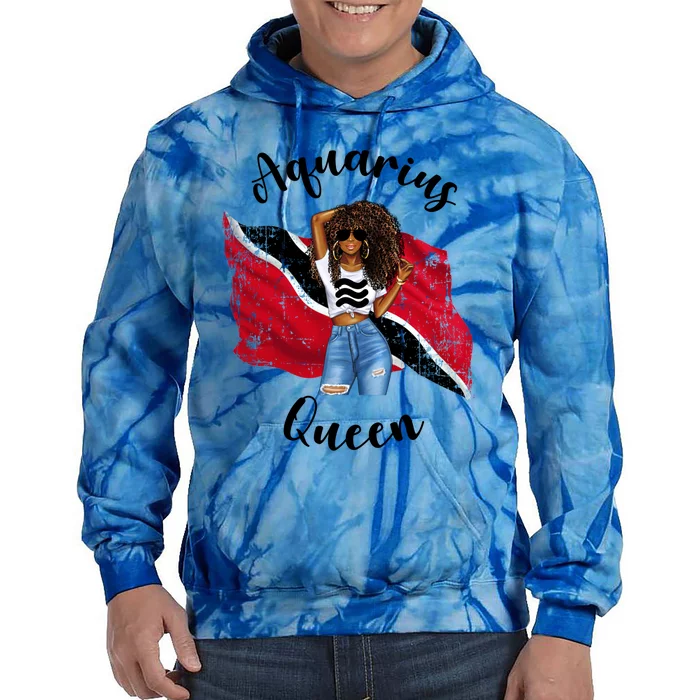 Afro Trinidad Tobago Aquarius Queen African Patriotic Flag Gift Tie Dye Hoodie