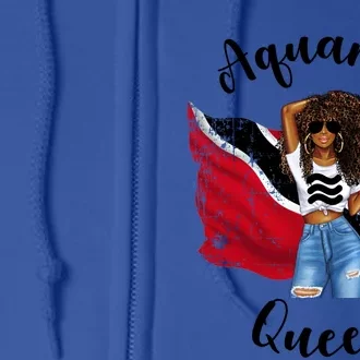 Afro Trinidad Tobago Aquarius Queen African Patriotic Flag Gift Full Zip Hoodie