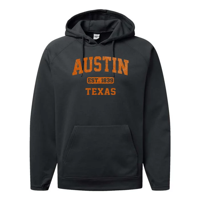 Austin Texas TX Vintage State Athletic Style Performance Fleece Hoodie