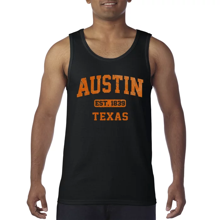 Austin Texas TX Vintage State Athletic Style Tank Top