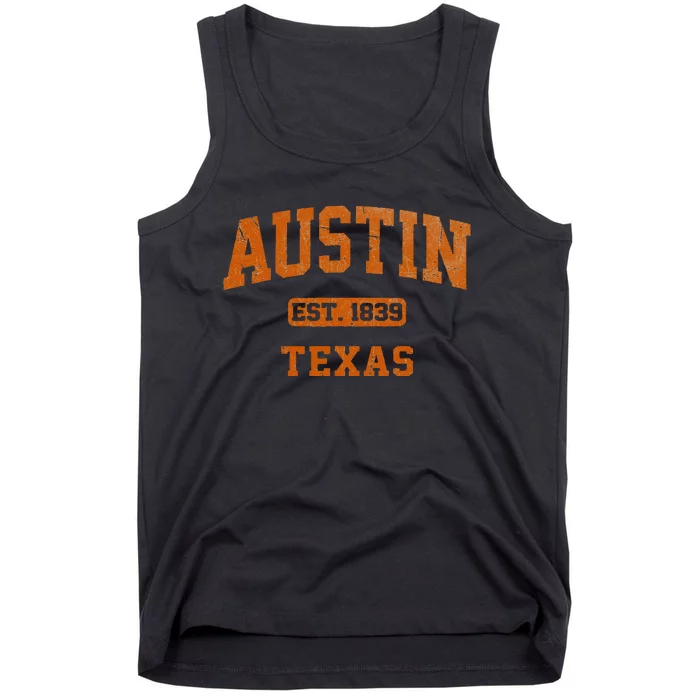 Austin Texas TX Vintage State Athletic Style Tank Top