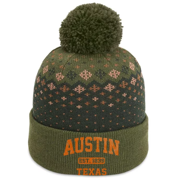 Austin Texas TX Vintage State Athletic Style The Baniff Cuffed Pom Beanie