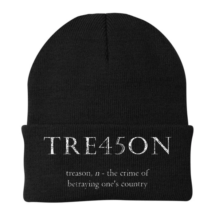 Antitrump Treason Tre45on Distressed Impeach Knit Cap Winter Beanie