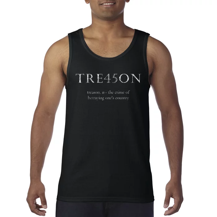 Antitrump Treason Tre45on Distressed Impeach Tank Top